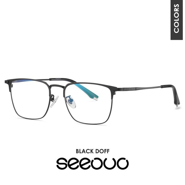 Gambar Seeouo Kacamata Titanium Anti Radiasi Blueray Bentuk Kotak Semi Frameless Bisa Minus Unisex 915 - BLACK DOFF, BLUERAY NORMAL dari Seeouo undefined Tokopedia