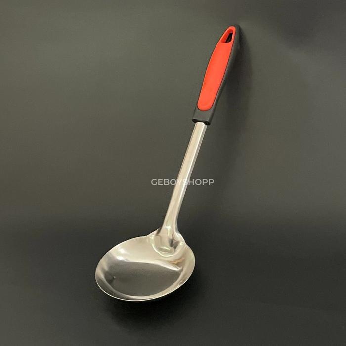 Gambar Irus / Centong Sayur / Sendok Sup Sayur Stainless Steel Gagang 2 Warna - IRUS ORANGE, GAGANG 2 WARNA dari Geboyshopp_NEW undefined Tokopedia