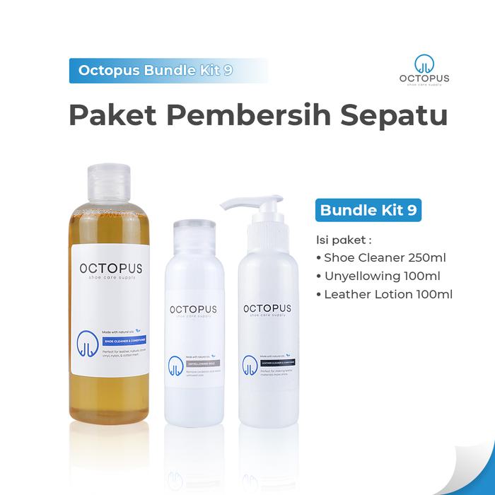 Gambar paket Shoes cleaner 200ml/ unyelowing 100ml/ leather cleaner 130ml dari Octopus Cleaner undefined Tokopedia
