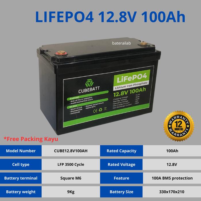 Gambar Baterai Lifepo4 12V 100Ah 3500 Cyle Design life 10 Tahun IP65 Untuk PLTS Solar Panel UPS Starlink - Non Smart dari Baterailab undefined Tokopedia