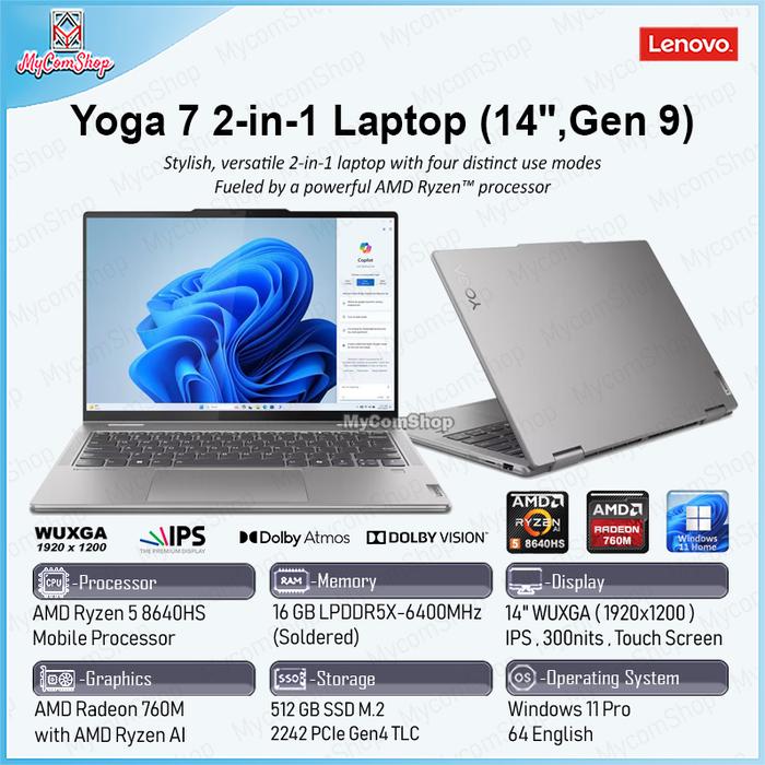 Jual LENOVO YOGA 2-IN-1 LAPTOP RYZEN 8640HS 16GB RAM 512GB SSD