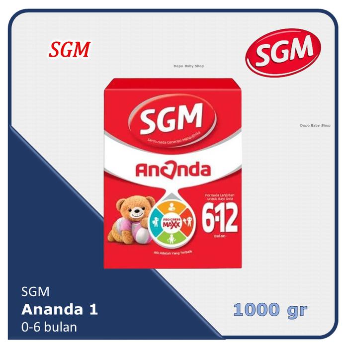 Gambar SGM Ananda 1 (0-6 bulan) & 2 (6-12 bulan) Formula Bayi Bubuk 1000g 1 kg 1kg - 6-12 dari Depo Baby Shop Indonesia undefined Tokopedia