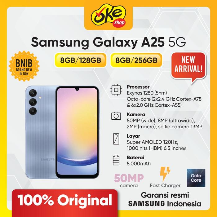 Gambar Samsung Galaxy A25 5G 8/128GB 8/256GB Garansi Resmi - Blue, 8/256GB dari Okeshop Grand Indonesia undefined Tokopedia
