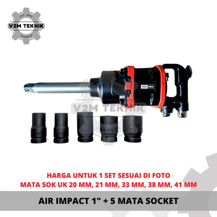 Gambar Air Impact Wrench 1 Inch / Alat Pembuka Ban Angin + 5 Mata Socket - MK-PRO dari V2M Teknik undefined Tokopedia
