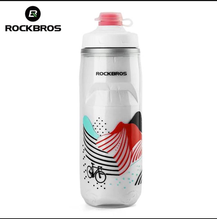Gambar Botol minum air silikon portabel 620 ml Rockbros sepeda olahraga fitness Cold Water Insulated Thermal outdoor - Putih corak dari kairos-olshop undefined Tokopedia