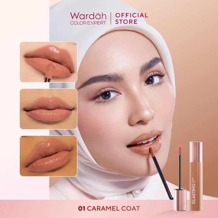 Gambar WARDAH Liquid Lip Glasting Indonesia / Lip Glasting 3.5g Everglasting - 01 Caramel Coat, 1 pcs dari Diamant.b undefined Tokopedia