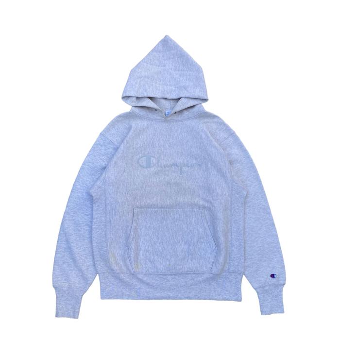 Jual Vintage 90s Champion RW Script Grey Logo Hoodie - Size 