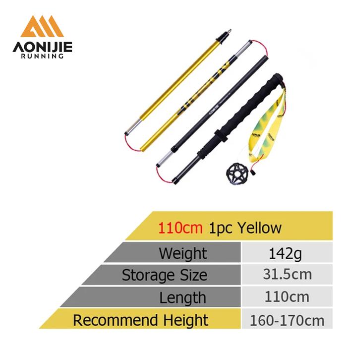 Gambar Aonijie Foldable Trekking Pole E4210 - Trail Running Hiking - YELLOW - 110CM dari Aonijie.ID undefined Tokopedia