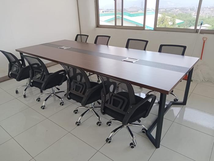 Gambar Meja Rapat Kantor Meja Meeting Kantor Minimalist Industrial MR-01 - 300x120x75, Hitam dari Kairos Home Products undefined Tokopedia