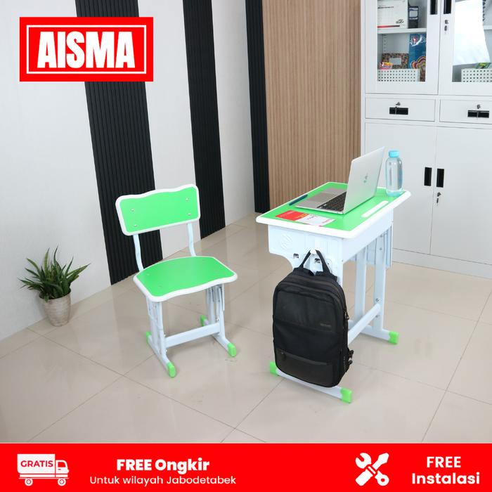 Gambar Meja Kursi Siswa / Mahasiswa / Sekolah Set - Einsein Hijau, Cargo dari AISMA Office Furniture undefined Tokopedia