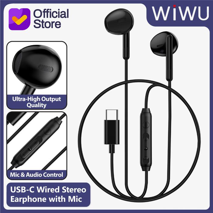 Promo Earphone WiWU USB-C Wired Stereo Sound Earbuds Headset with