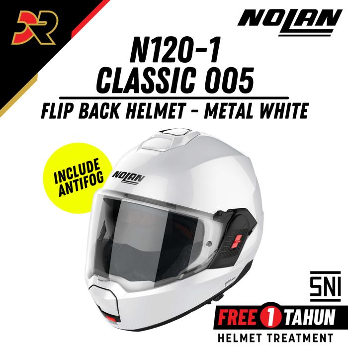 Gambar HELM NOLAN N120-1 N-COM HELM MODULAR FLIP BACK SNI N120 1 N1201 - 005 METAL WHITE, 2XL dari DeRide Official Shop undefined Tokopedia