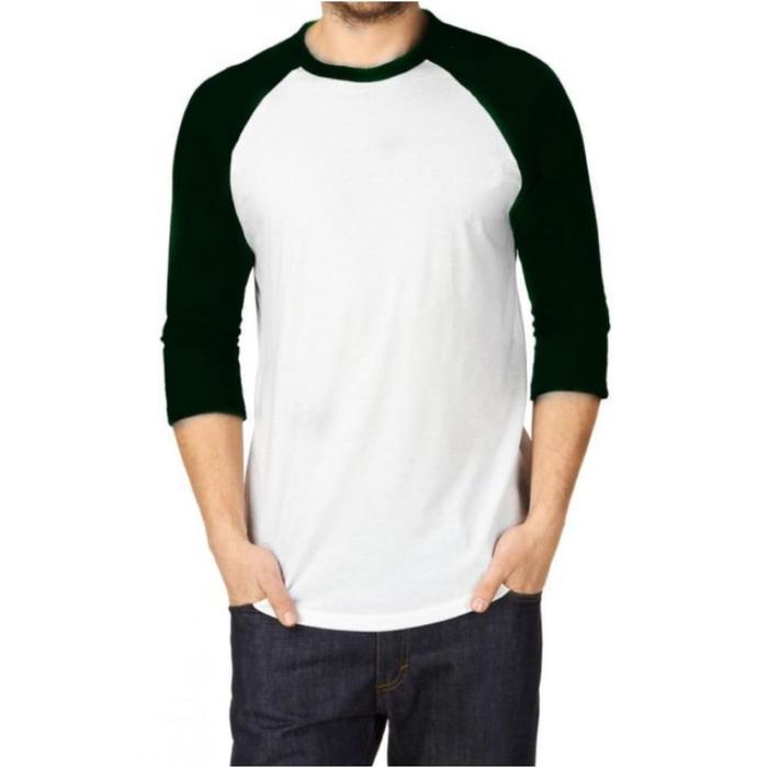 Gambar 3S-Tshirt - Kaos raglan polos putih kombinasi lengan warna 3/4 seragam pria wanita - Hitam, XL dari 3S-Tshirt undefined Tokopedia