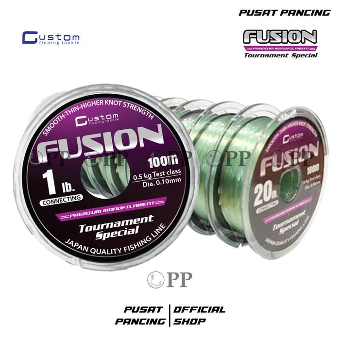 Gambar CUSTOM Senar Monofilament FUSION 100 Meter #10 Connecting Clear Green Tournament Special Japan Quality Fishing Line - 6Lb / 0.20Mm dari Pusatpancing undefined Tokopedia