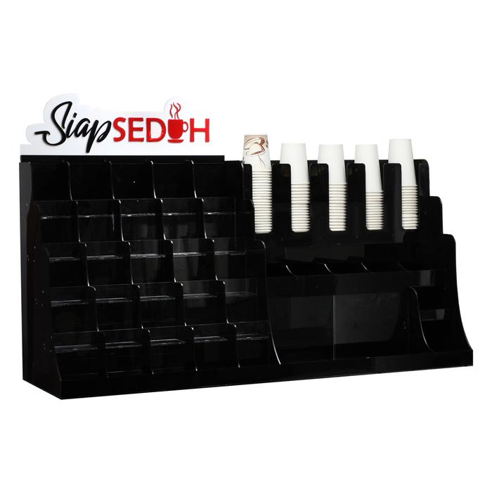 Gambar Rak Kopi Display Siap Seduh Large & Cup Organizer Multifungsi Akrilik - Hitam dari Acrylicworks Store undefined Tokopedia