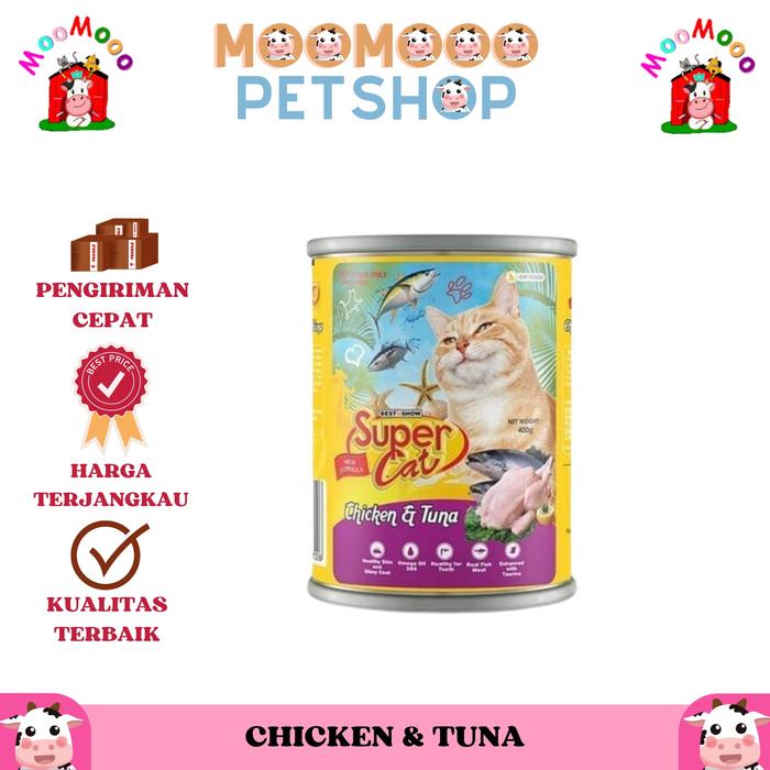 Gambar Super Cat 400gr / Makanan Kucing Kaleng - CHICKEN TUNA dari Moo Mooo Petshop undefined Tokopedia