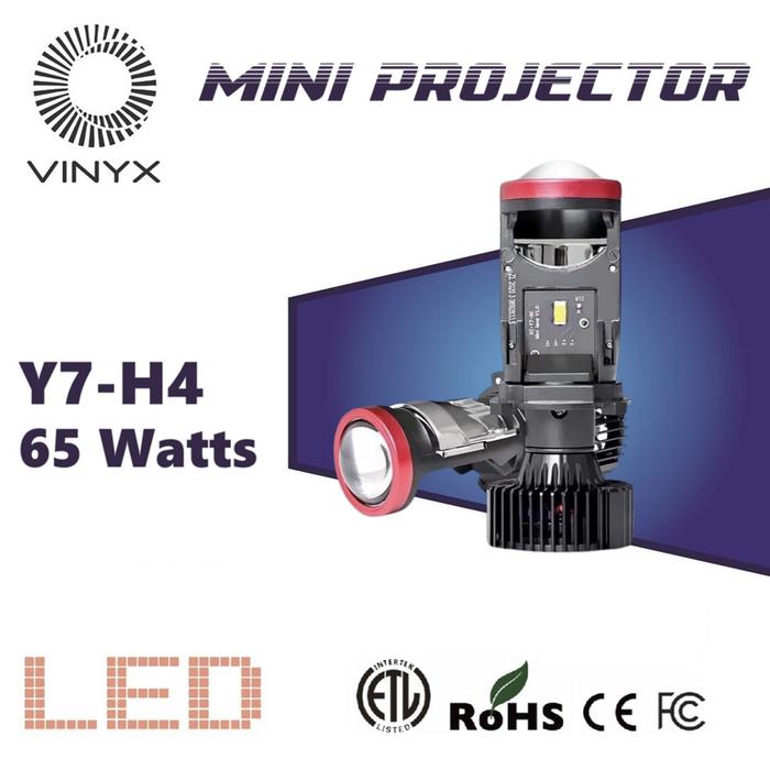 Gambar Lampu LED Vinyx Y7-H4 65W Y7D Projie H4 Mini Projector Lens Lensa Mobil Motor Headlight Headlamp Car - Vinyx Y7-H4 65W, FLAT dari GarudaLED Toko undefined Tokopedia