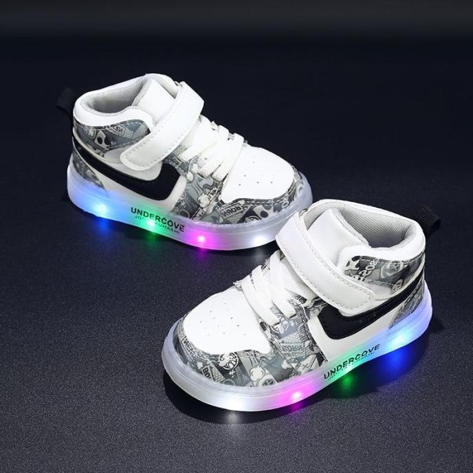 Gambar SEPATU ANAK LED nyala Sporty Import Korea perempuan laki laki sneakers - Coveboot HITAM, 26 dari gianprawira shop undefined Tokopedia