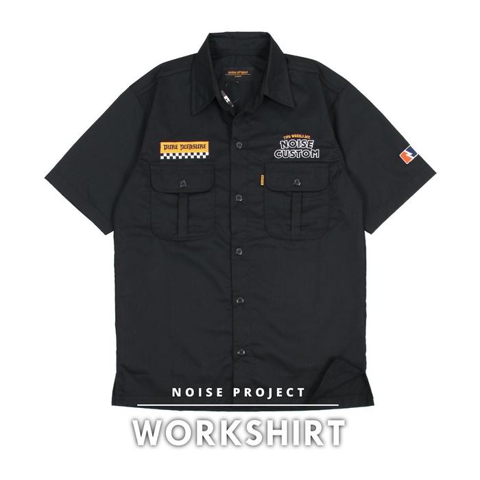Gambar KEMEJA WORKSHIRT PRIA NOISE PROJECT ORIGINAL / KEMEJA PRIA CASUAL TRENDY - Hitam 1, L dari Nextday official store undefined Tokopedia