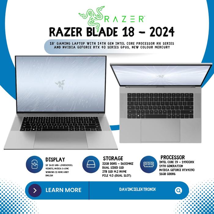 Jual RAZER BLADE 18 i9-14900HX 32GB RAM 2TB SSD RTX 4090 16GB 18
