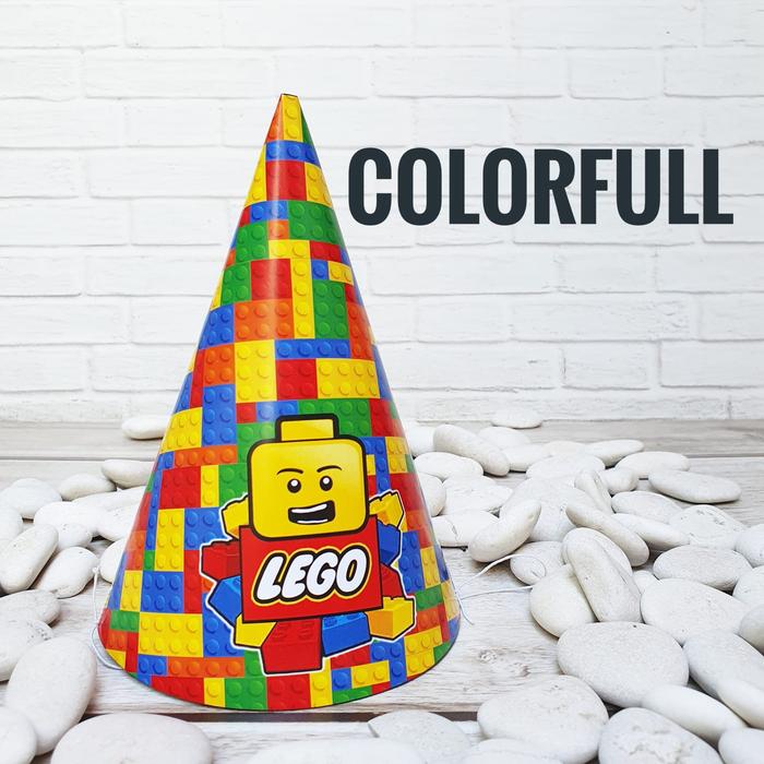 Gambar Lego Party Hat Topi Pesta Perlengkapan Dekorasi Ulang Tahun Props Birthday - Colorful dari Sizzles Sweet Corner undefined Tokopedia