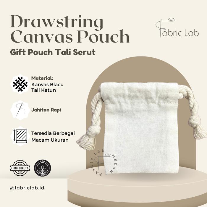 Jual Pouch Serut Kecil Blacu Souvenir Drawstring Tali Pouch Polos