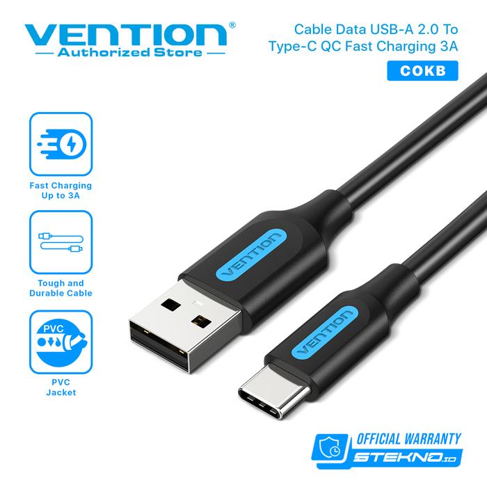 Gambar VENTION USB 2.0 A Male to C Male 3A Fast Charging Android Smartphone - BLACK, 0.25 Meter dari Vention Authorized Store undefined Tokopedia