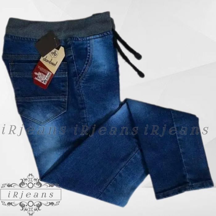Gambar celana panjang jeans pinggang karet pria Celana jeans pria slim fit - Navy Blue, 27 dari iRjeans undefined Tokopedia