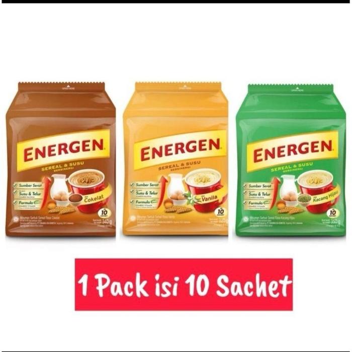 Gambar ENERGEN Susu Sereal 3 Varian Rasa per Renceng isi 10 Sachet @35gr - Coklat dari Vexa's Online Shop undefined Tokopedia