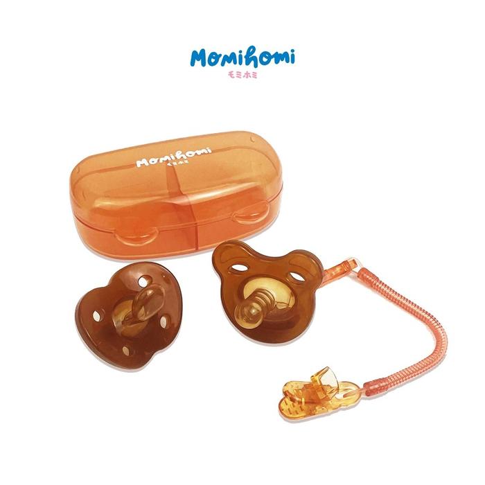 Gambar Momi Homi  Silicone Pacifier 2 in 1 Round And Flat Free Tempat Dan Rantai 0-3 Tahun PP Teether Dot Bayi Day And Night For Baby New Born BPA FREE Empeng Bayi Dengan Rantai Dan Kotak Sangat Aman Untuk Anak - Anak Terdapat Jepitan Bahan Premium Berkualitas - Teether Gepeng, Coklat dari Momi Homi Official Store Surabaya undefined 5 Tokopedia