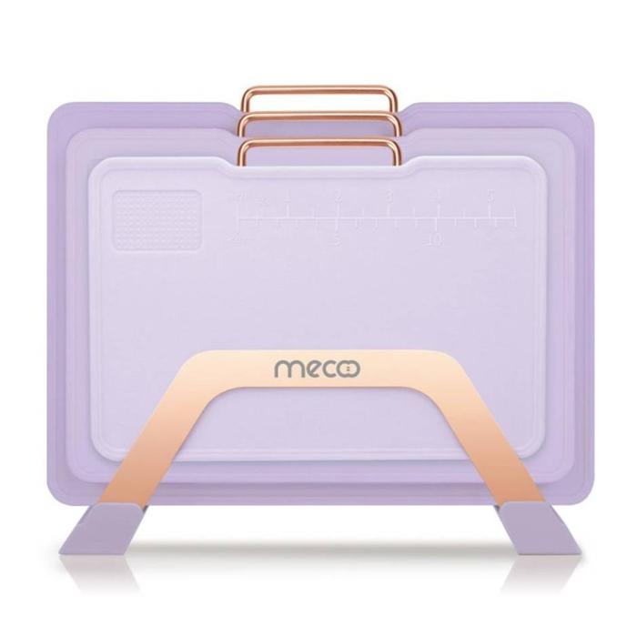 Gambar Mecoo Talenan Chopping Boards With Stand Holder Fda Sgs Approved Bpa Free - 3 In 1 - IRISH LILAC dari Jawa Electrik undefined Tokopedia