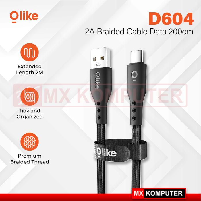 Gambar Kabel Data HP Fast Charging 2A Braided Olike D604 - Type C dari MXKomputer_NEW undefined Tokopedia