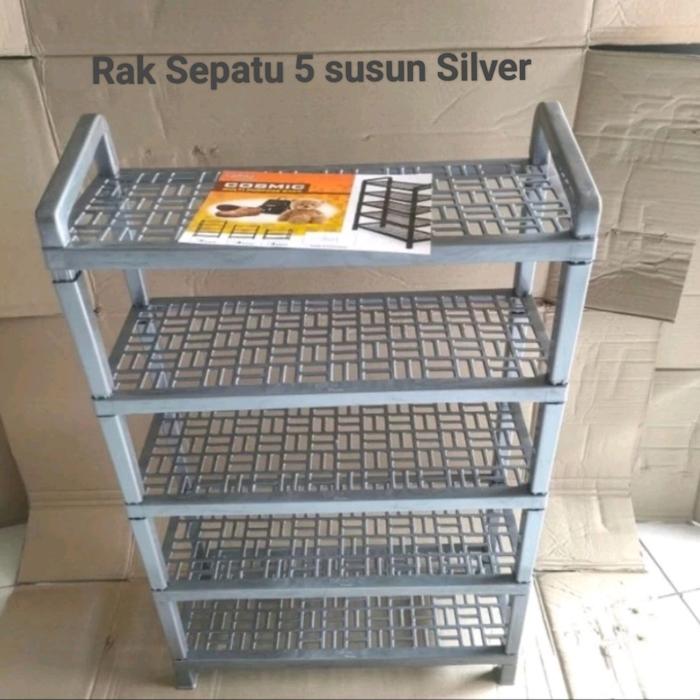 Gambar Rak sepatu Plastik 5 susun Hitam/Rak sepatu Calista Cosmic 5susun - Abu-abu dari MARVELL HOUSEWARE undefined Tokopedia