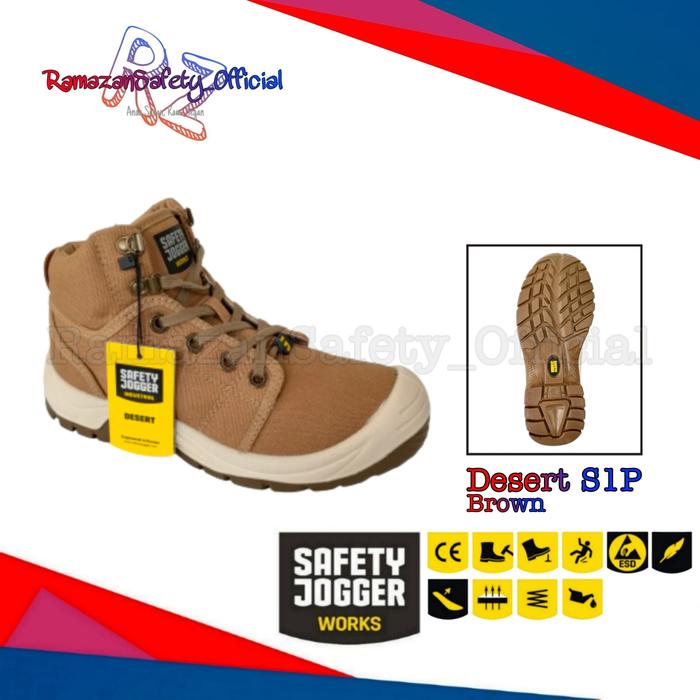 Gambar Sepatu Safety Jogger Desert S1P Navy BLUE Original Termurah - Sand, 38 dari RamazanSafetyOfficial undefined Tokopedia