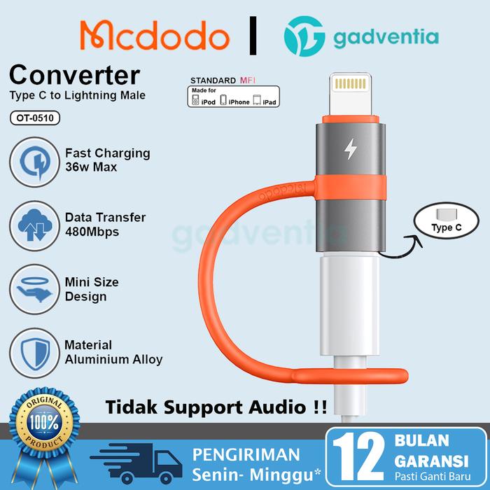 Gambar Mcdodo OT-0510 Type C to Lightning iPhone Adapter Charger Connector - MCDODO OT-0510 dari GADVENTIA undefined Tokopedia