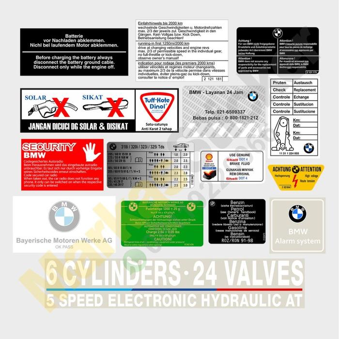 Gambar Stiker Kaca BMW E36 Warning Set - 320i MATIC  dari MarkasHobby undefined Tokopedia