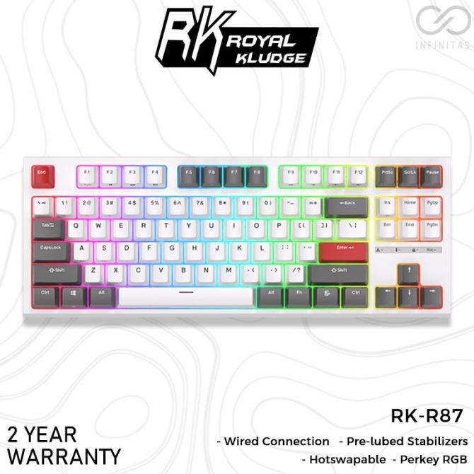 Gambar ROYAL KLUDGE RKR87 / RK-R87 / RK-87 / RK87 HOTSWAP MECHANICAL KEYBOARD - Putih, Brown dari phonik77 undefined Tokopedia