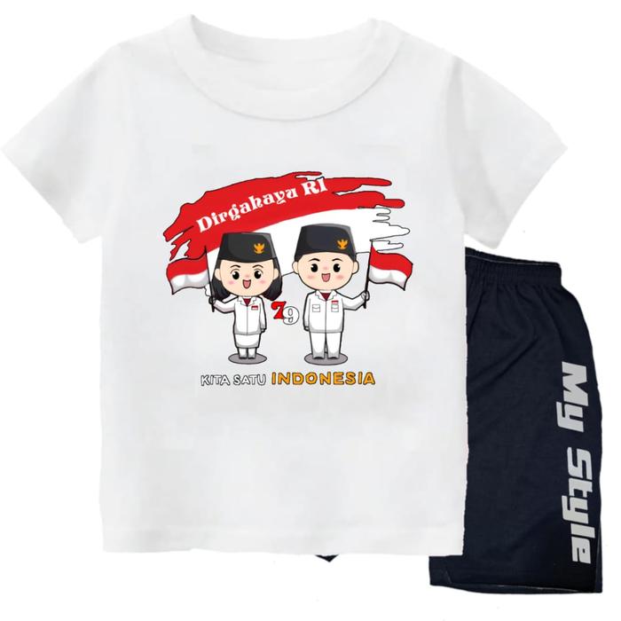 Gambar Stelan Kaos HUT RI KEMERDEKAAN Oblong Anak Perempuan Laki Laki 1-13Thn - Putih, 2 dari star kids89 undefined Tokopedia