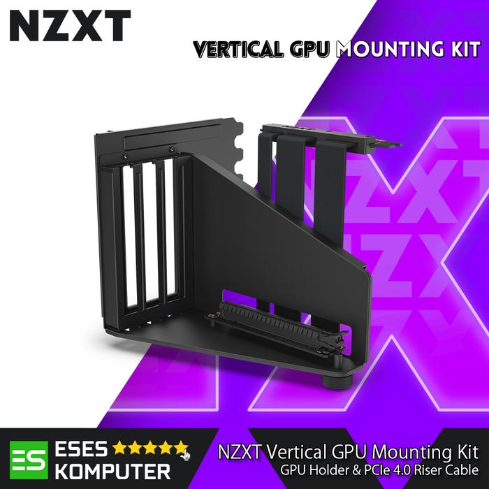 Gambar NZXT Vertical GPU Mounting Kit GPU Holder & PCIe 4.0 Riser Cable for H5, H6, H7 and H9 Series - Black dari ESES Komputer undefined Tokopedia