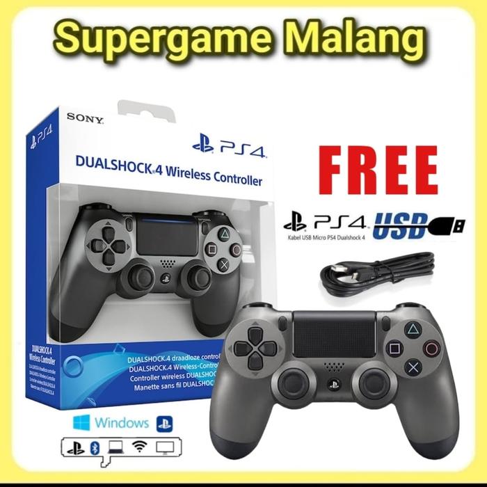 Gambar Stik PS4 Ori Mesin PS 4 Original Dualshock Wireless Controller Game - Steel IM +USB dari Supergame Malang undefined Tokopedia