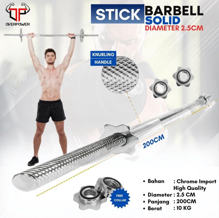 Gambar BODYMASTER Stick Gym 2,5CM Barbell Olympic Curl Fitnes Dumbell Bar 3CM - BAR 200/2.5CM dari Ototpro Surabaya undefined Tokopedia