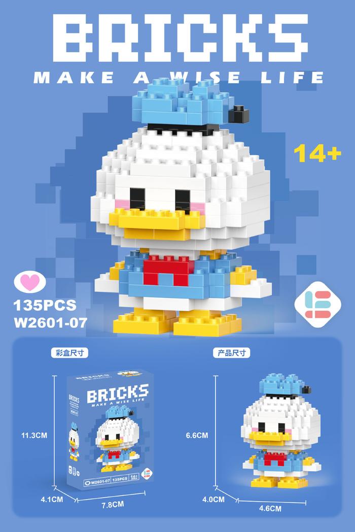 Gambar Nano Block Model DIY Karakter Kartun Mainan Balok Susun Edukasi Anak Bricks Mini 3D PUZZLE - DONALD DUCK dari DISINIADA168 undefined Tokopedia