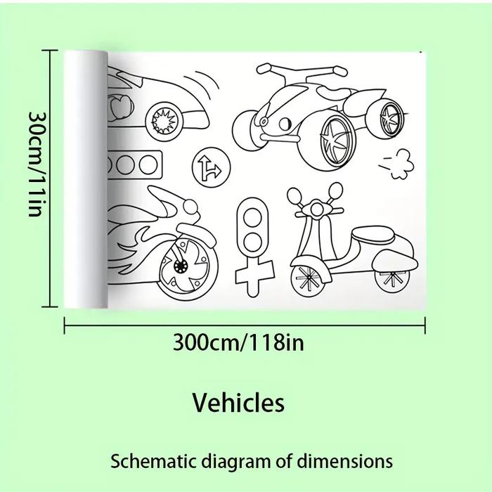 Gambar Kertas Gambar Lukisan Anak-anak Kertas Mewarnai Tempel Dinding Drawing Paper Roll 300 cm - Vehicles dari Upin Ipin Mall undefined Tokopedia
