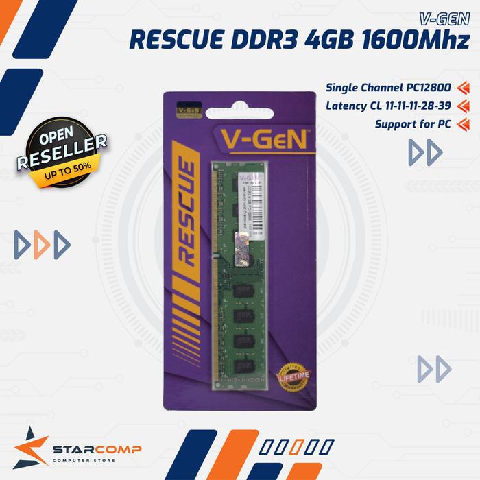 Jual V-GeN RAM DDR3 4GB 1600MHz PC12800 LONGDIMM PC VGeN RESCUE