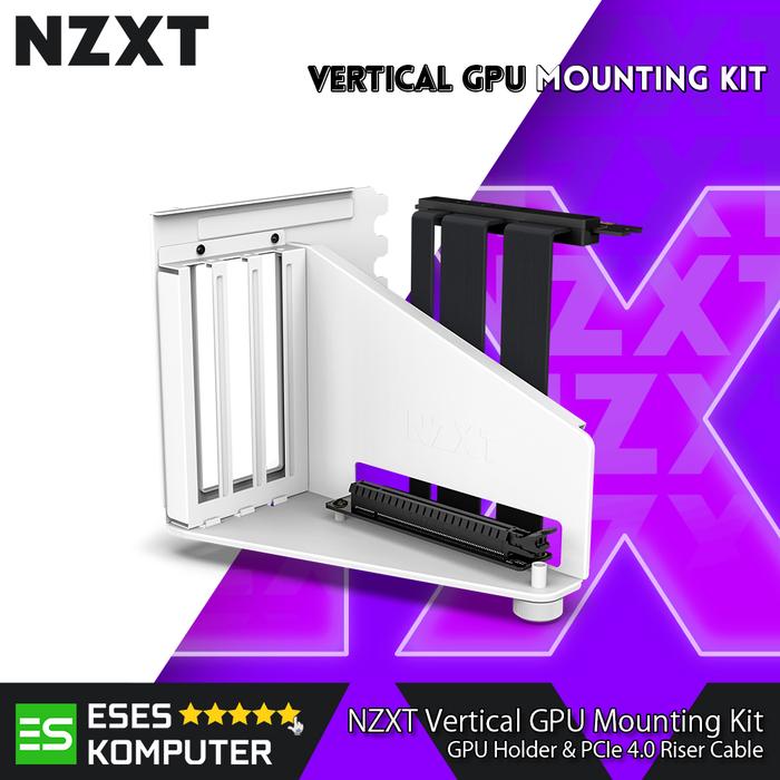 Gambar NZXT Vertical GPU Mounting Kit GPU Holder & PCIe 4.0 Riser Cable for H5, H6, H7 and H9 Series - White dari ESES Komputer undefined Tokopedia