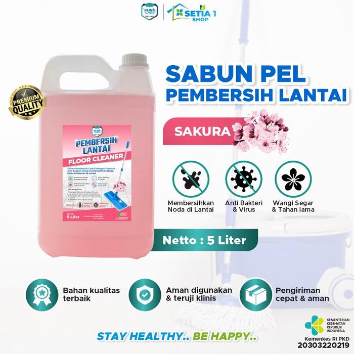 Gambar SABUN PEL PEMBERSIH LANTAI 5 LITER KLINO CARE FLOOR CLEANER 5LITER - Sakura dari Jamilahusna shops undefined Tokopedia