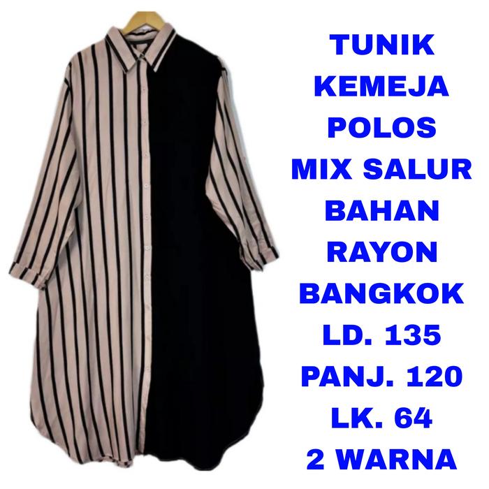 Gambar WK KEMEJA TUNIK POLOS MIX SALUR WANITA SUPER JUMBO LD. 135 BAJU MUSLIM MODEL TERBARU LENGAN PANJANG - MOCCA, LD. 135 dari warungkim undefined Tokopedia