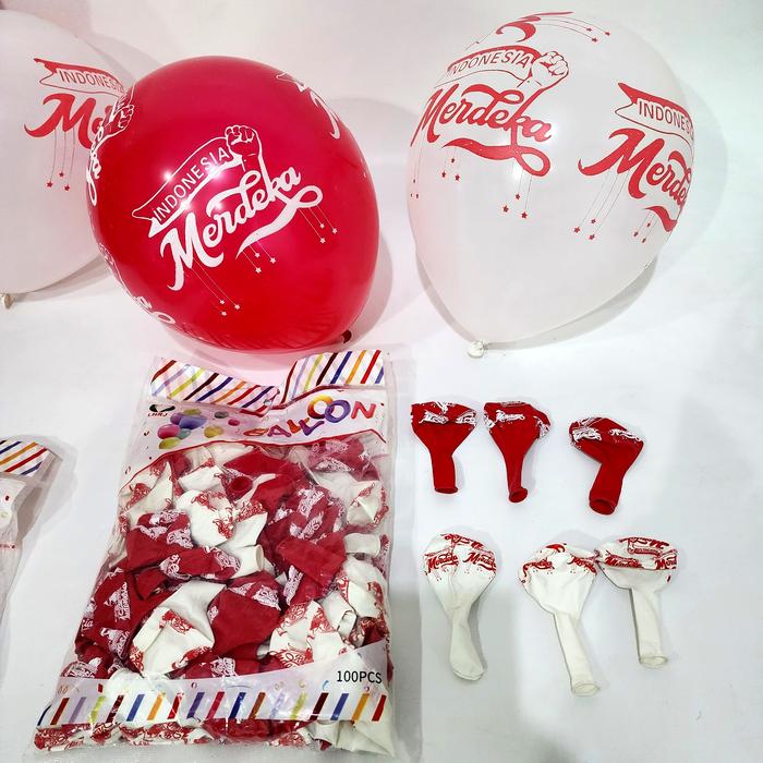 Gambar Balon Merah Putih isi 100 Balon Gas 17 Agustus Hari Kemerdekaan Dekorasi Hiasan Balon Latex Murah Grosir - BF14 MERD 100PC dari MadisonShop undefined Tokopedia