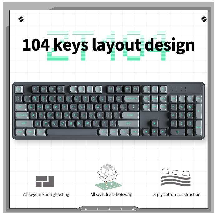 Gambar ZIFRIEND ZT104-Keyboard Mekanis-Keyboard Berkabel-Sakelar Perak-Keyboard Gaming Kantor - Black Grey dari ZIFRIEND Indonesia undefined Tokopedia