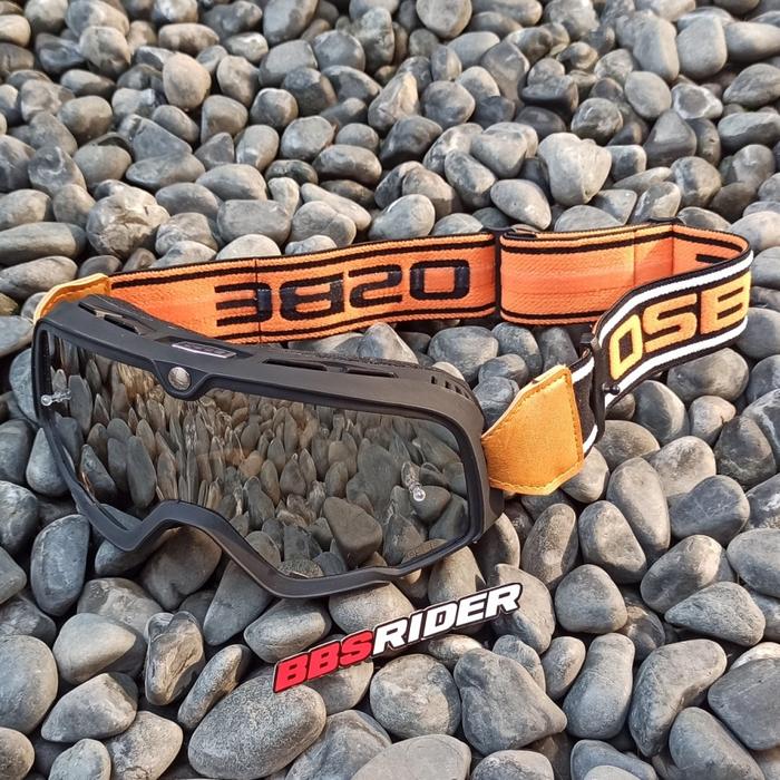 Gambar Kacamata Goggle cross trail Osbe Barstow Hitam full set - Tali H.Coklat dari BBS Rider undefined Tokopedia